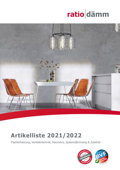 ratiodämm Artikelliste 2021/2022 - Flächenheizung, Verteilertechnik, Heizrohre, Systemdämmung & Zubehör